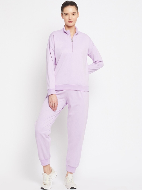 

FRENCH FLEXIOUS Women Lavender Solid Tracksuit