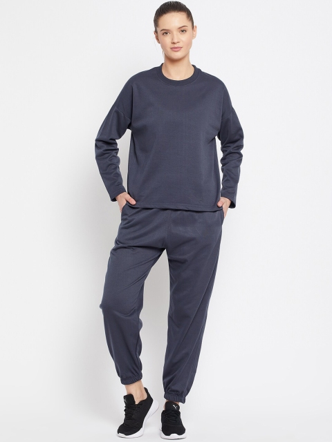 

FRENCH FLEXIOUS Women Charcoal Grey Solid Oversized-Fit Tracksuit