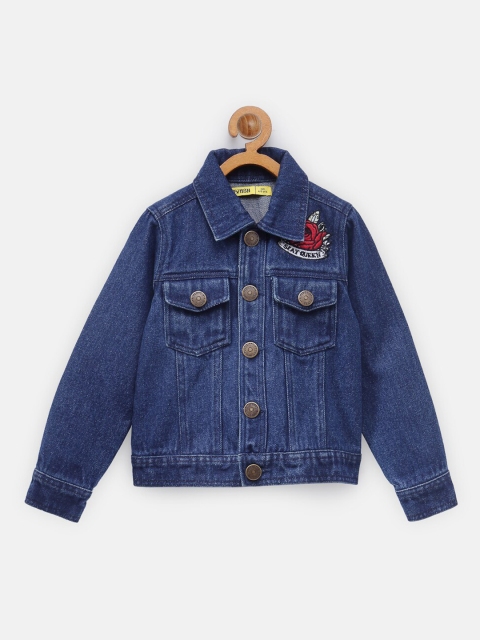 

NYNSH Girls Blue Washed Cotton Denim Jacket