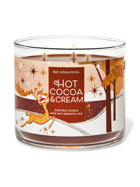 

Bath & Body Works Hot Cocoa & Cream 3-Wick Candle 411 g, Brown