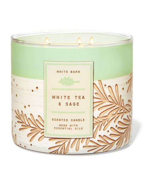 

Bath & Body Works White Barn White Tea & Sage 3-Wick Scented Candle 411 g, Green