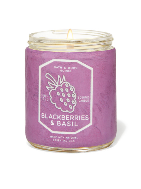 

Bath & Body Works Blackberries & Basil Single Wick Scented Candle 198 g, Purple