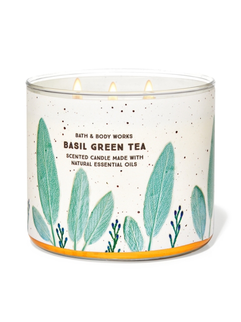 

Bath & Body Works Basil Green Tea 3-Wick Scented Candle 411 g, White