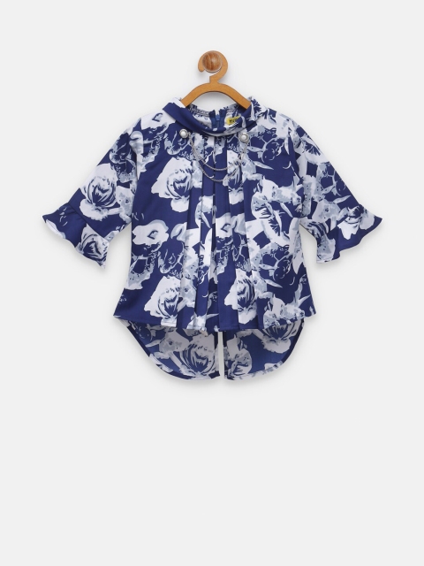 

NYNSH Navy Blue Floral Blouson Top