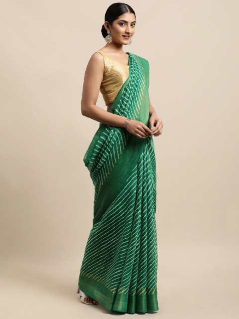 

KALINI Green Leheriya Zari Jute Cotton Leheriya Saree