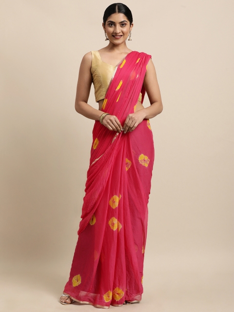 

KALINI Pink Bandhani Zari Bandhani Saree