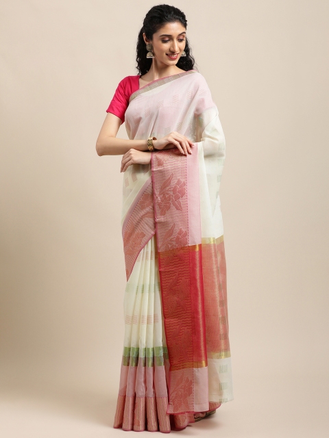 

KALINI White Woven Design Banarasi Saree