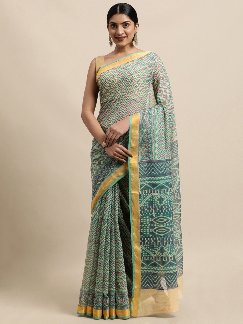

KALINI Blue Ethnic Motifs Zari Gadwal Saree