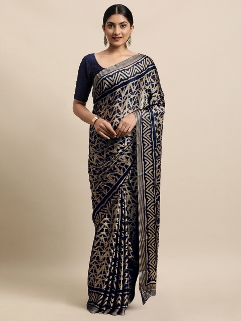 

KALINI Navy Blue & Beige Uppada Saree