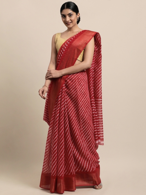 

KALINI Maroon Leheriya Zari Jute Cotton Leheriya Saree