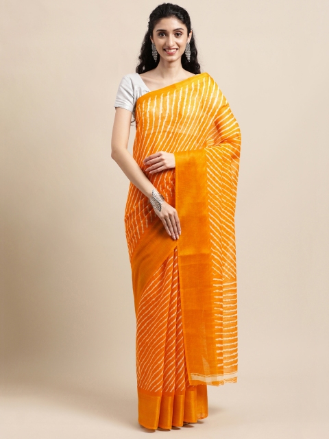 

KALINI Yellow Leheriya Zari Jute Cotton Leheriya Saree