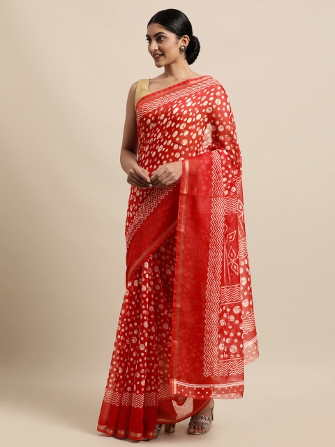 

KALINI Red Jute Cotton Uppada Saree