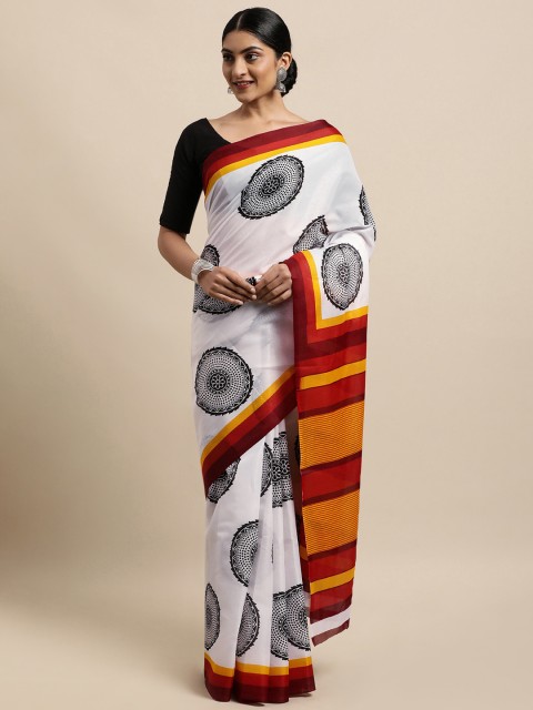 

KALINI White Mangalagiri Saree