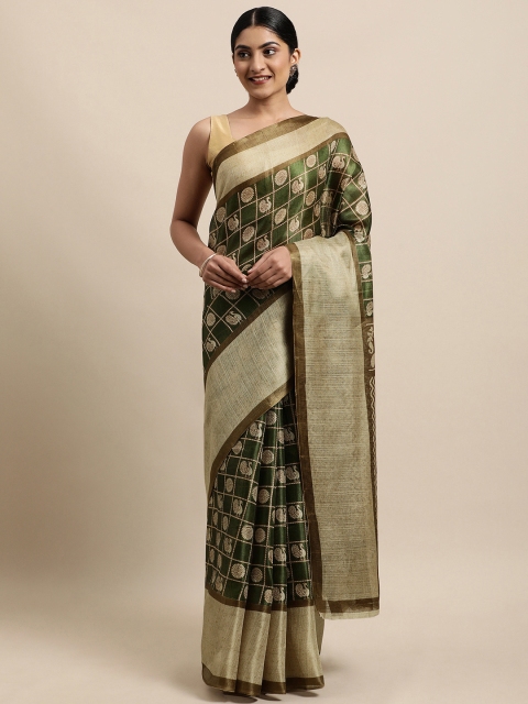 

KALINI Beige & Pink Ethnic Motifs Mangalagiri Saree