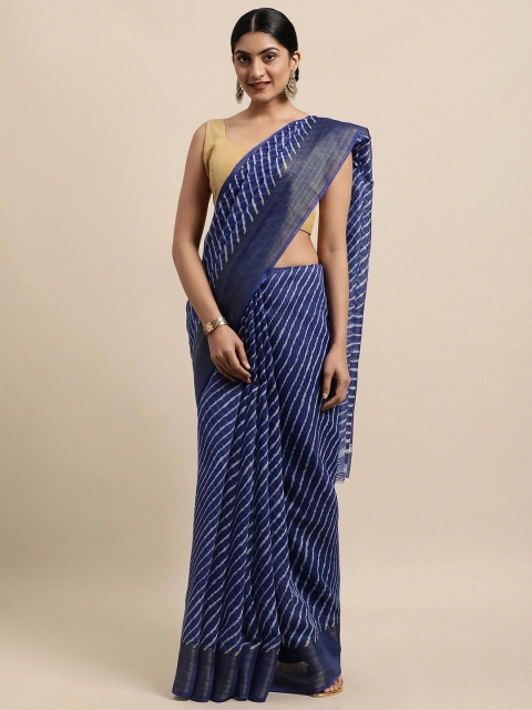 

KALINI Blue Leheriya Jute Cotton Leheriya Saree