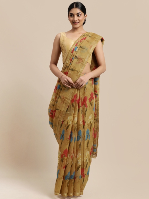 

KALINI Beige Floral Jute Cotton Uppada Saree