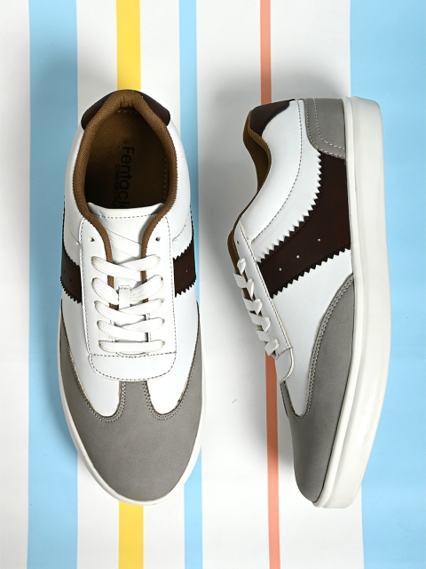

Fentacia Men White & Grey Colourblocked Sneakers