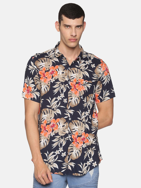 

Tusok Men Blue Floral Opaque Printed Casual Shirt