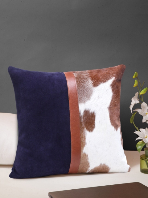

IMUR Blue & Brown Colourblocked Leather Square Cushion Covers
