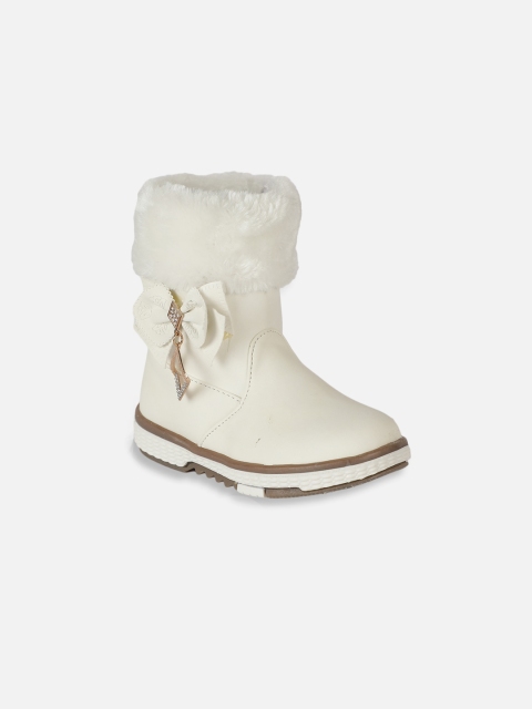 

PASSION PETALS Girls White PU Flat Boots