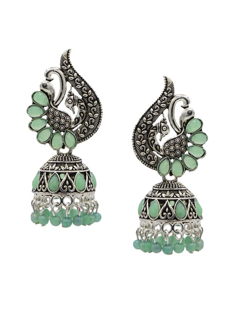 

ASMITTA JEWELLERY Green Contemporary Jhumkas Earrings