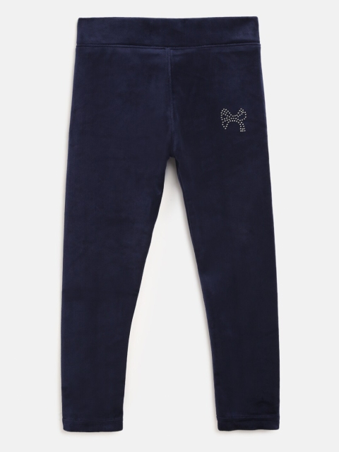 

Natilene Girls Navy Blue Skinny-Fit Pure Cotton Jeggings