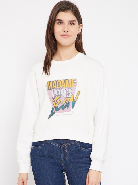 

Madame Women White Printed Sweatshirt