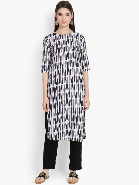 

ALC Creations Women Grey & White Crepe Kurta