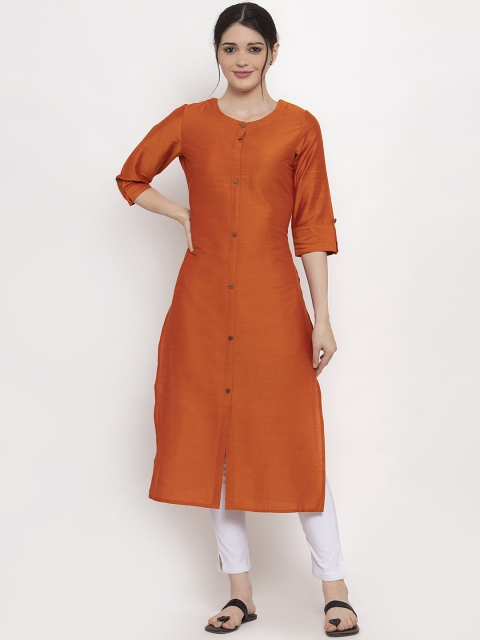 

ALC Creations Women Orange Pure Silk Kurta