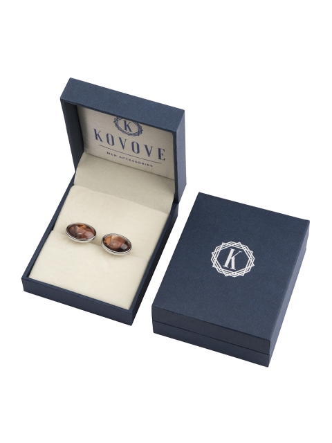 

KOVOVE Silver-Toned & Brown The Dorset Cufflink