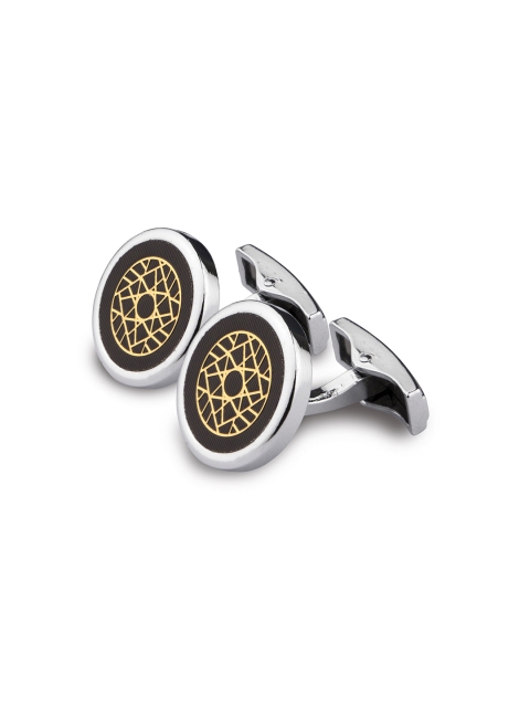 

KOVOVE Black & Gold-Toned Self Designed Textured Cufflink