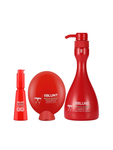 

BBLUNT Set of Repair Remedy Shampoo - Damaged Hair Conditioner - Leave-In Cream, Red