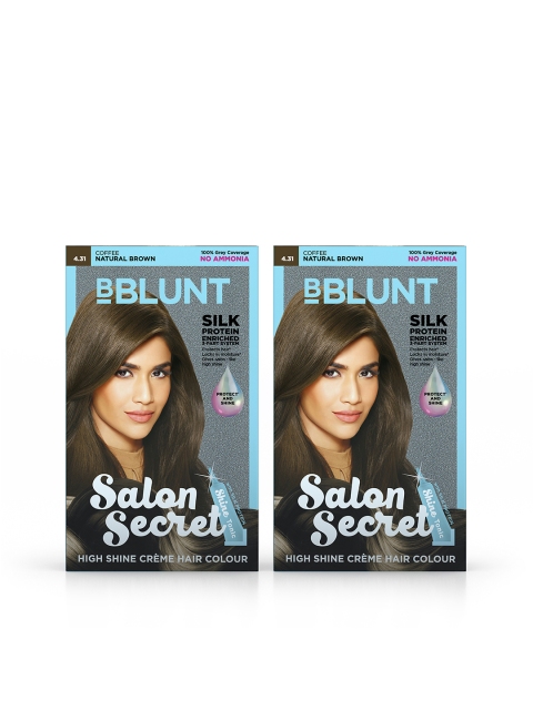 

BBLUNT Set of 2 Salon Secret High Shine Creme Hair Colour - Coffee Natural Brown 4.31, Coffee brown
