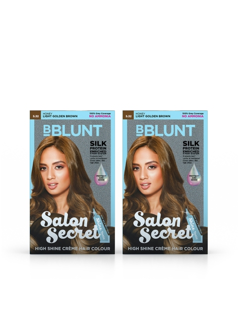 

BBLUNT Set of 2 Salon Secret High Shine Creme Hair Colour - Honey Light Golden Brown 5.32