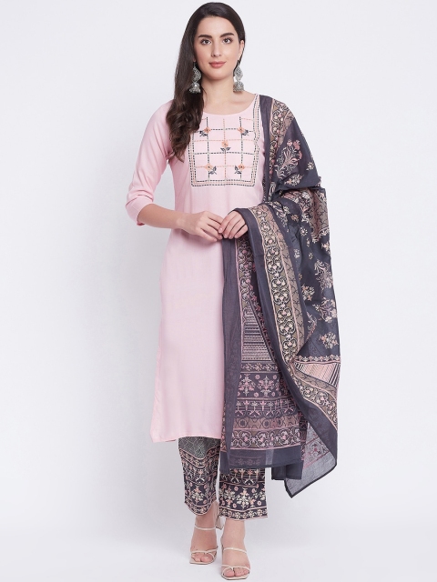 

Prakhya Women Pink Ethnic Motifs Printed Kurta with Trousers & With Dupatta