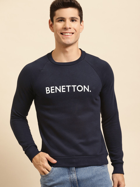 

United Colors of Benetton Men Navy Blue & White Printed Sweatshirt