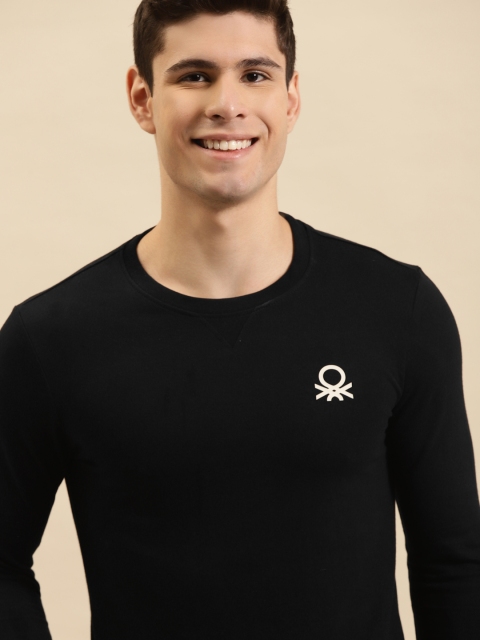 

United Colors of Benetton Men Black Printed Sweatshirt