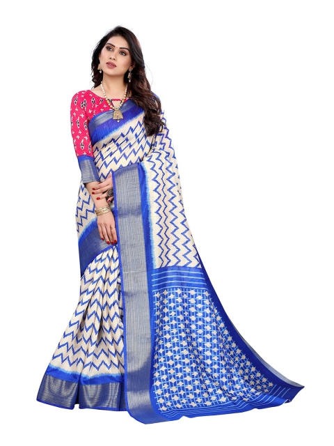 

KALINI Blue & White Zari Silk Cotton Saree