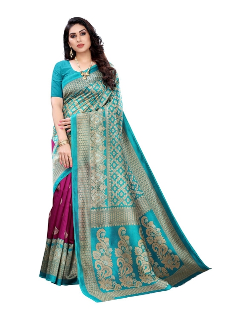 

KALINI Magenta & Teal Ethnic Motifs Art Silk Saree