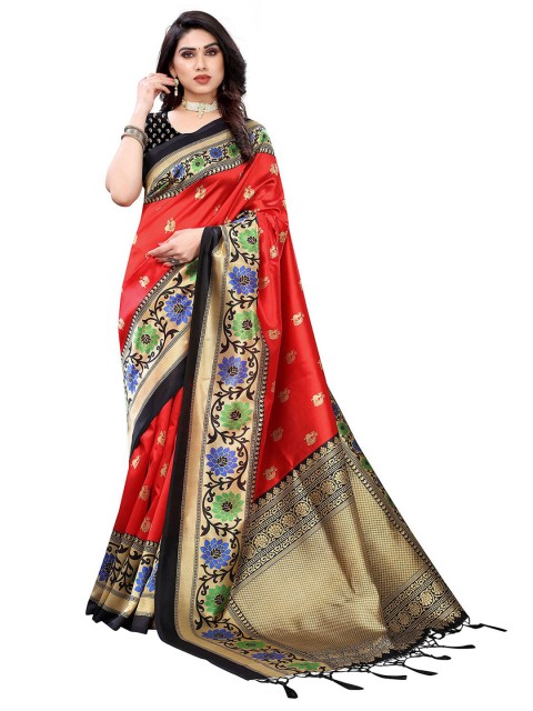 

KALINI Red & Black Ethnic Motifs Art Silk Saree