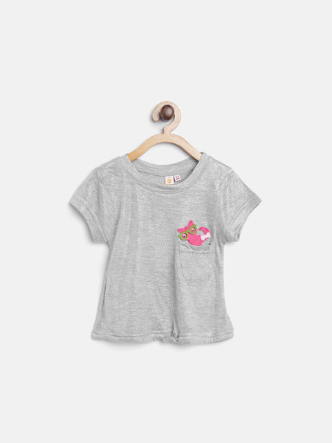 

Kids On Board Girls Grey Placement Print Regular Top
