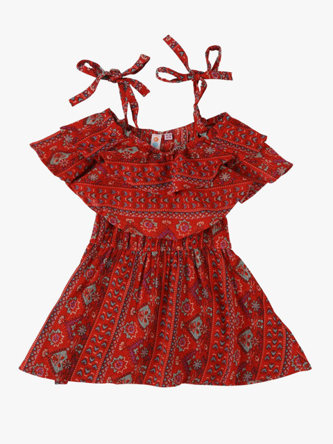 

Kids On Board Girls Red Ethnic Motifs Dress
