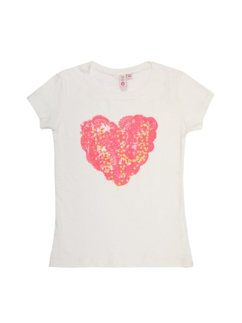

Kids On Board White Embellished Regular Top
