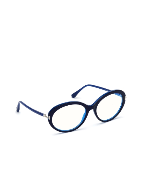 

Tom Ford Women Transparent & Blue Full Rim Oval Frames FT5675-B 54 090