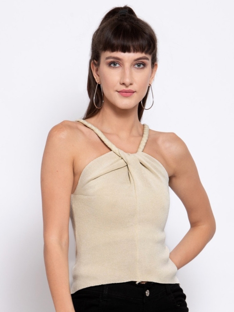 

iki chic Beige Halter Neck Fitted Top