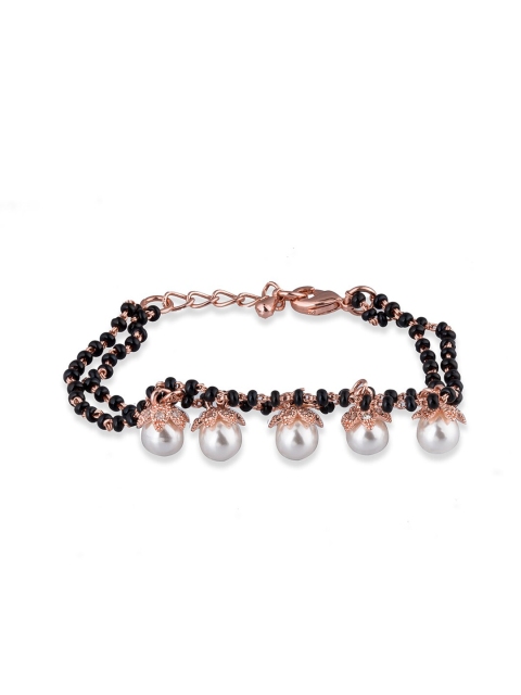 

Queen Be Women Black & Rose Gold Brass Charm Bracelet