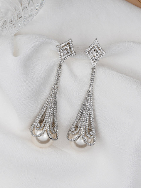 

Queen Be White Contemporary Drop Earrings