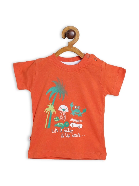 

612 league Boys Orange Printed T-shirt