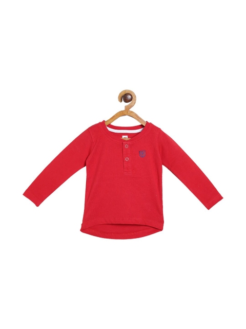 

612 league Boys Red Henley Neck T-shirt