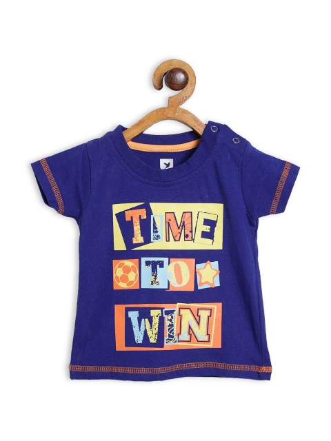 

612 league Boys Blue Typography Printed T-shirt